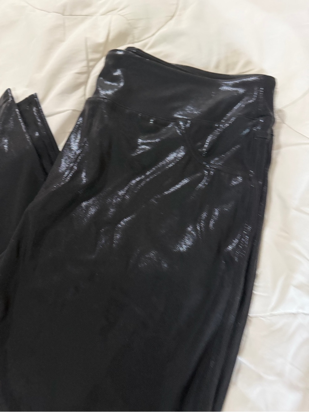 High-Rise Shiny Black Leggings